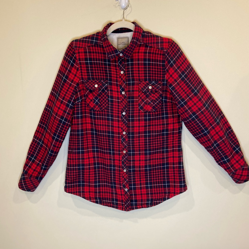 Lady Hathaway Red & Black Plaid Overshirt